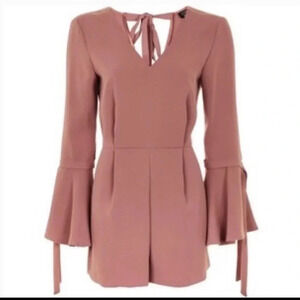 TOPSHOP | Princess Polly Dusty Rose Pink Romper with Flare Sleeve - Size 6